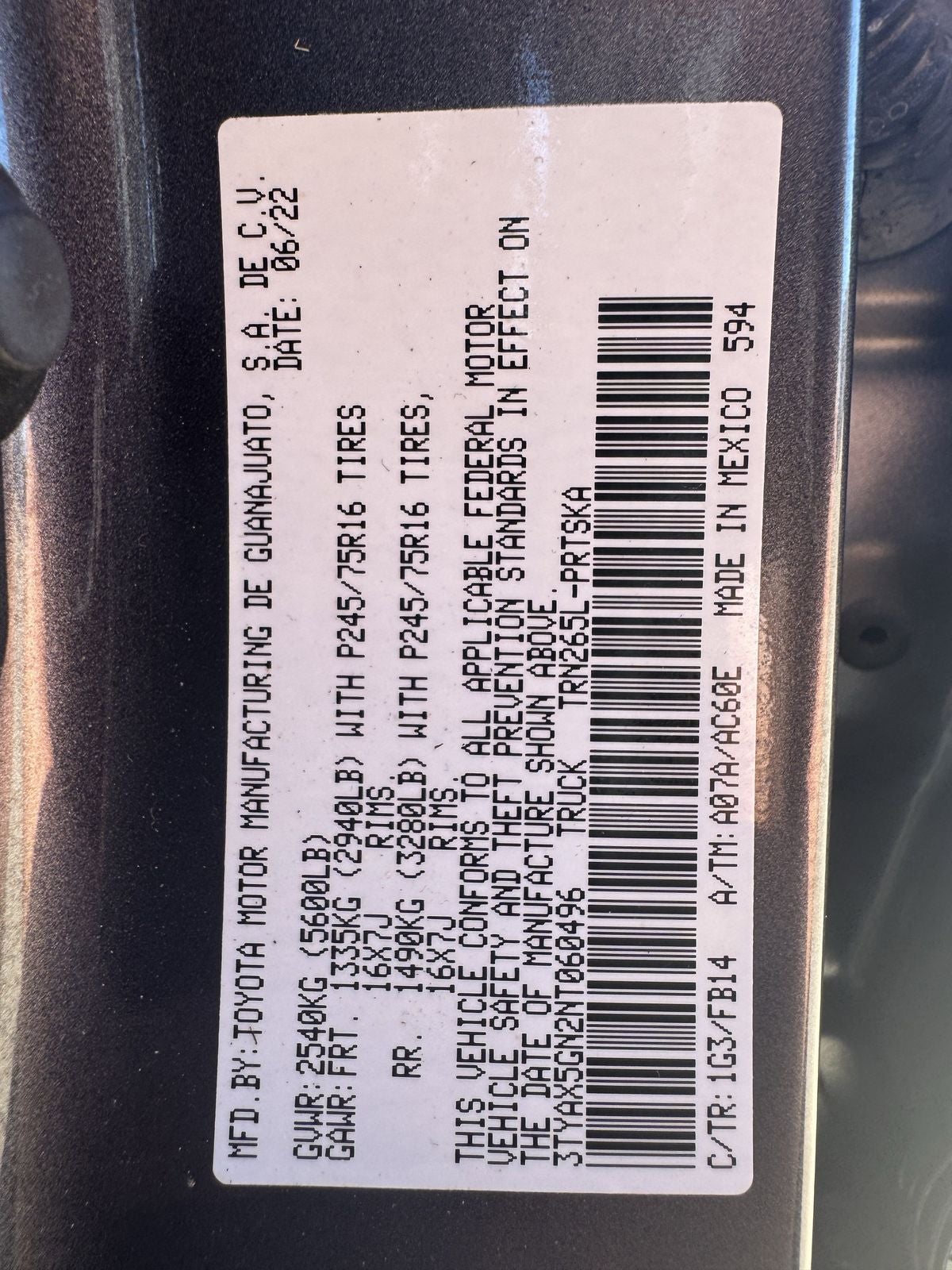 2022 Toyota Tacoma SR