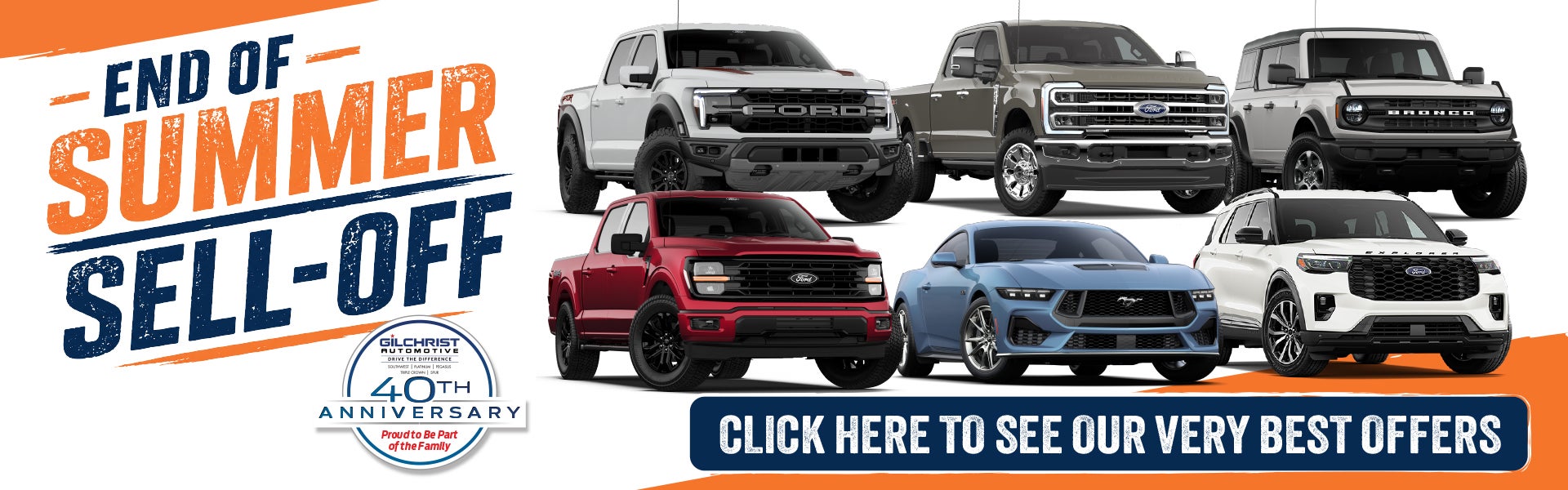 Gilchrist Ford end of summer sale on trucks, SUVs and cars