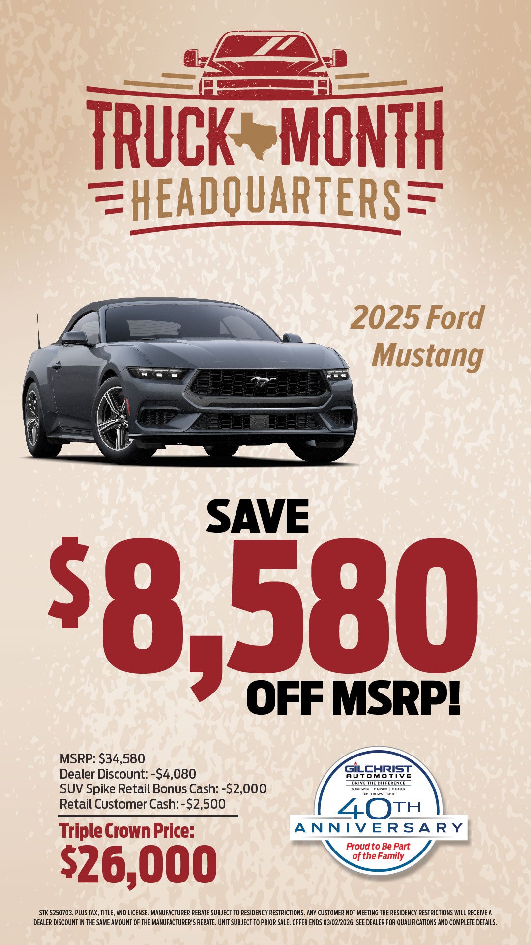 Save $8,580 Off MSRP on 2025 Ford Mustang!