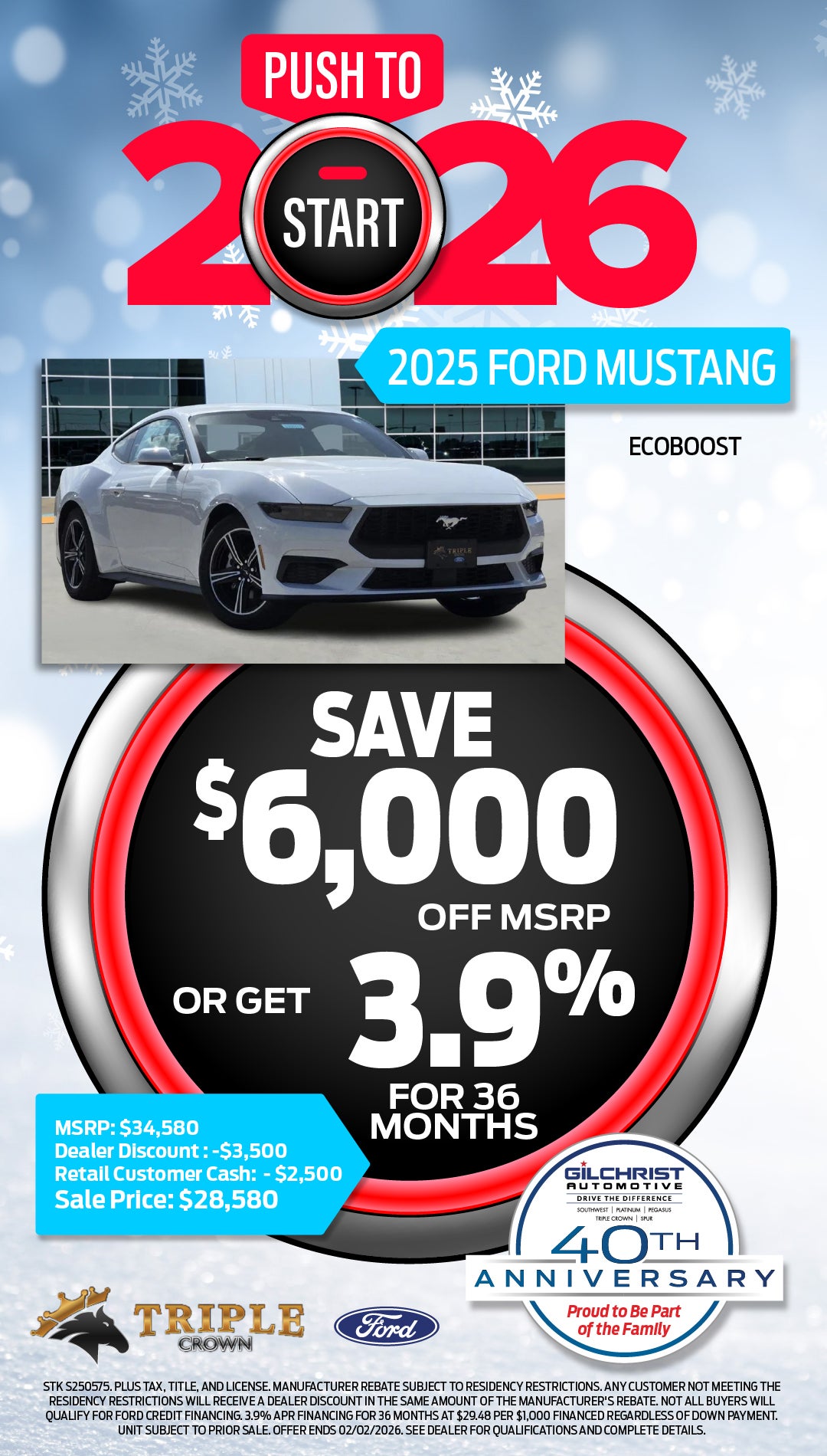 Shop $6,000 Off MSRP on 2025 Ford Mustang!